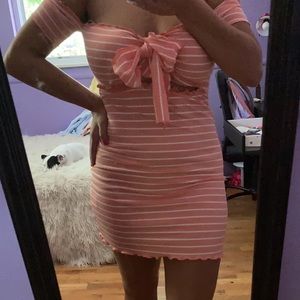 Coral mini dress.
